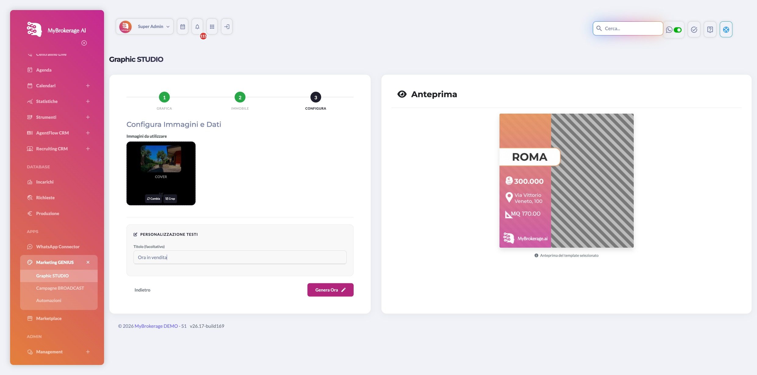 GraphicStudio, step 3: choosing the images and the title